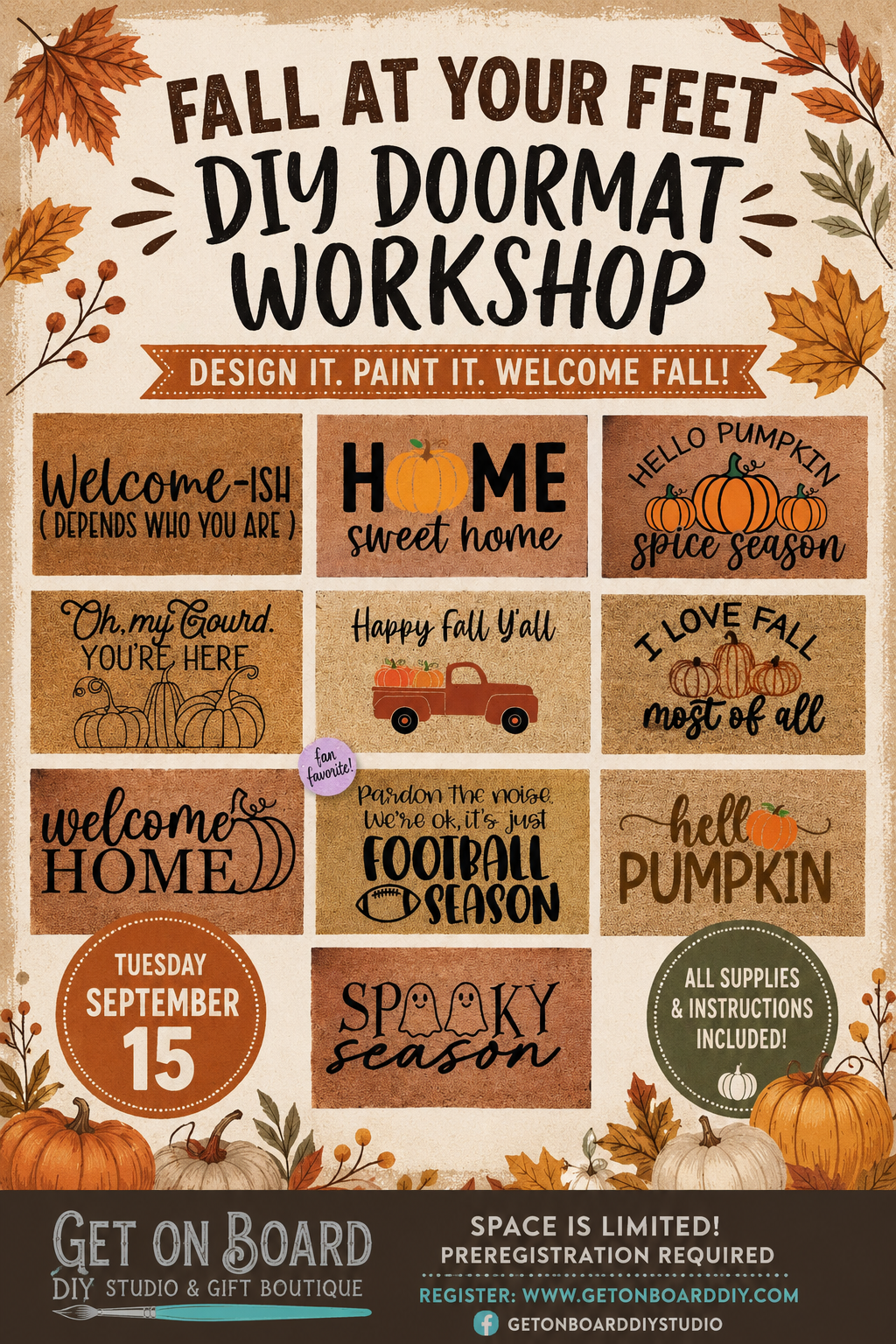 Fall at Your Feet: DIY Doormat Workshop - Tuesday 9/15 2 6:30pm